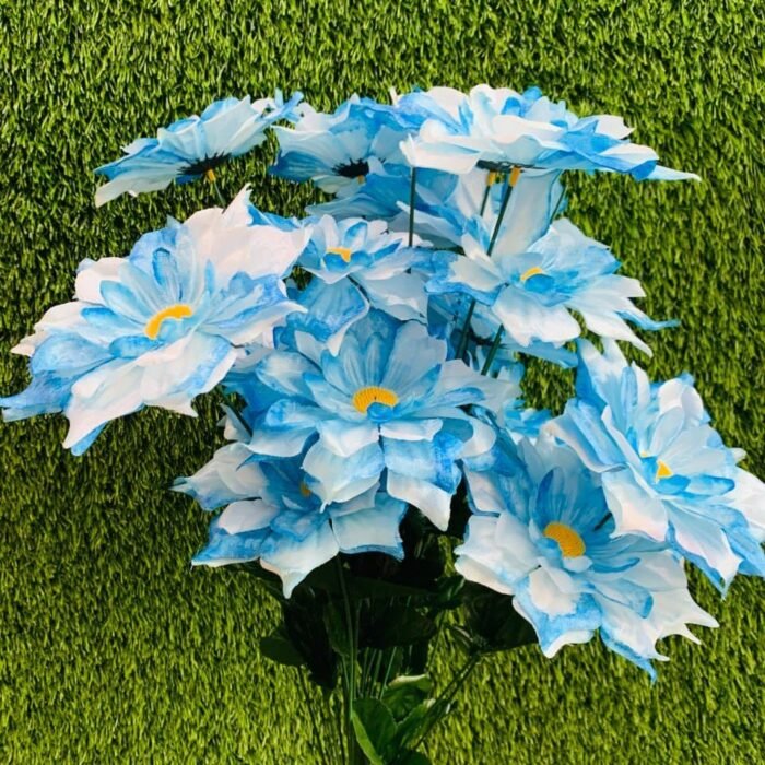 Serene Sky Blue & White Artificial Daisy Flower