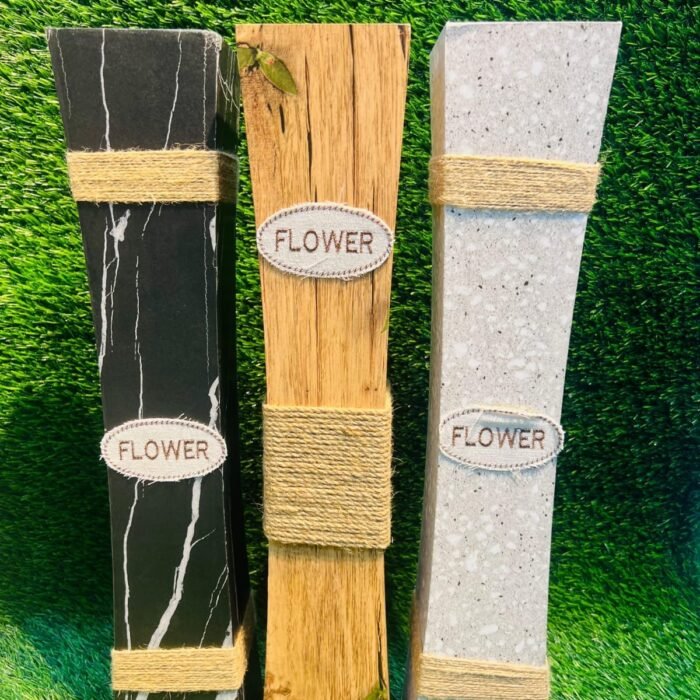 Tall Rectangular Floor Vases with Jute Accent