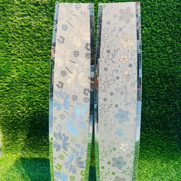 Elegant Mosaic Border Wall Panels with Etched Floral Design
