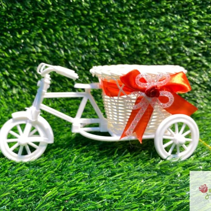 Decorative Miniature Tricycle Basket with Custom Bow