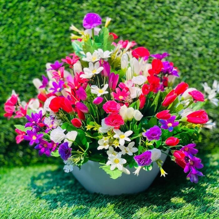 Jewel Tone Bloom Bowl: Rich Mixed Floral Centerpiece