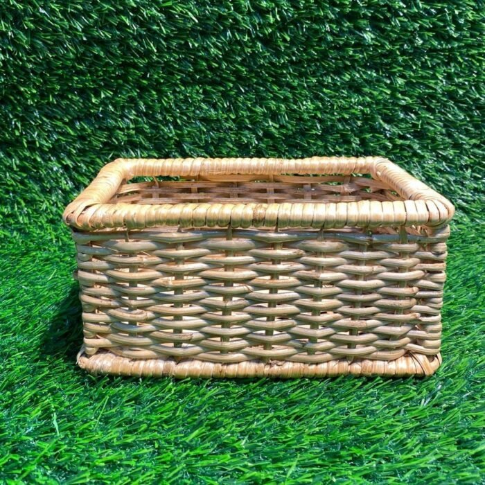 Hand-Woven Natural Rectangular Storage Basket