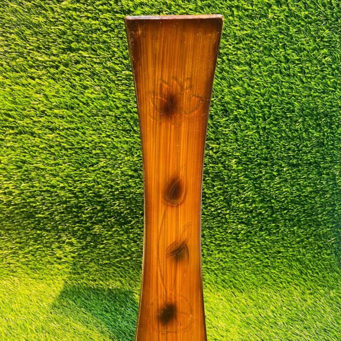Sleek Hourglass Sculptural Vase in Rich Wood-Tone Finish