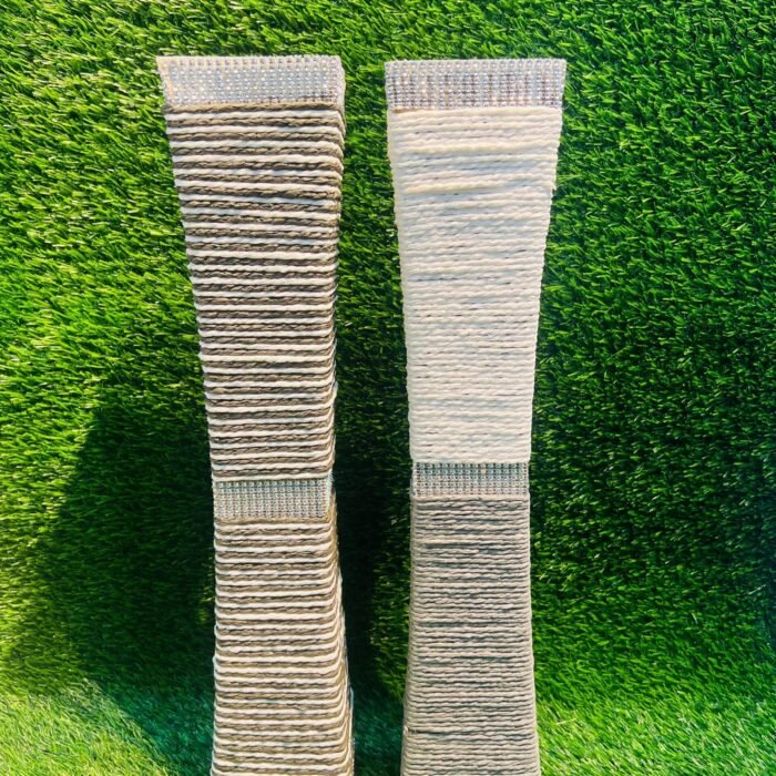 Textured Twine-Wrapped Decorative Vases with Silver Accents