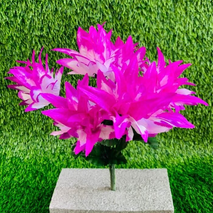 Vibrant Fuchsia & White Artificial Starburst Flower Bush