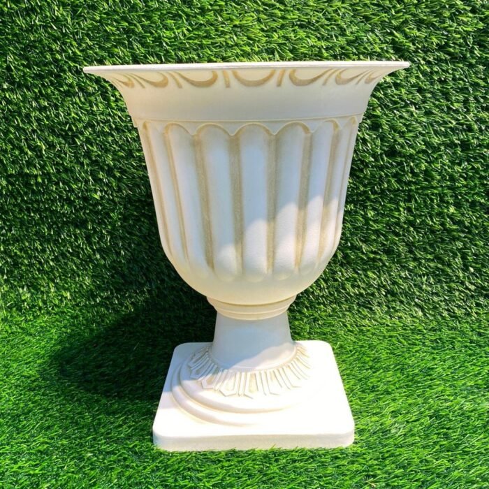 Antique Ivory Gold-Washed Fluted Urn Planter